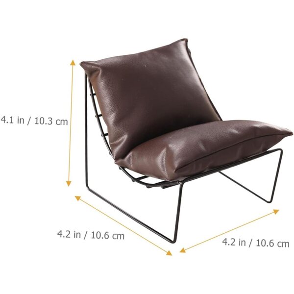 Mini Sedia in Ferro Battuto Marrone per Casa delle Bambole 10x10 cm Decorativa