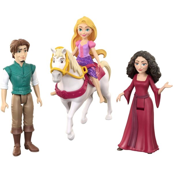 Mattel Disney Princess Rapunzel 4-teilig mit Flynn, Mutter Gothel und Maximus