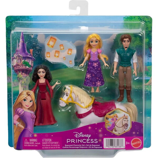 Mattel Disney Princess Rapunzel 4-teilig mit Flynn, Mutter Gothel und Maximus
