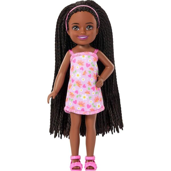 Barbie Club Chelsea Ari, 15 cm große Puppe mit Blumenkleid und rosa Sandalen