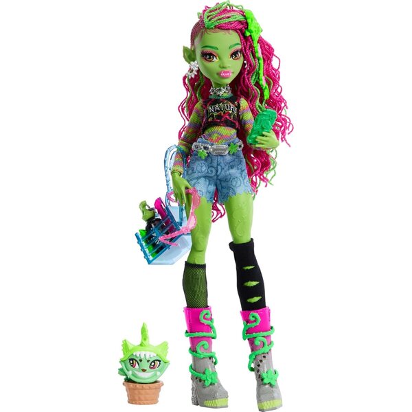 Monster High Venus McFlytrap mit Kaukatze und Zubehör für gruselige Abenteuer