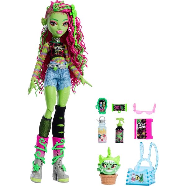 Monster High Venus McFlytrap mit Kaukatze und Zubehör für gruselige Abenteuer