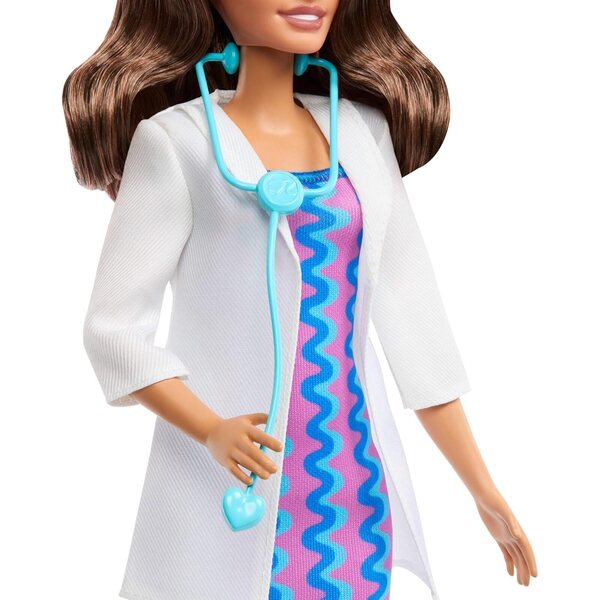 Barbie-Ärztin mit abnehmbarem Kleid und Zubehör für Rollenspiele