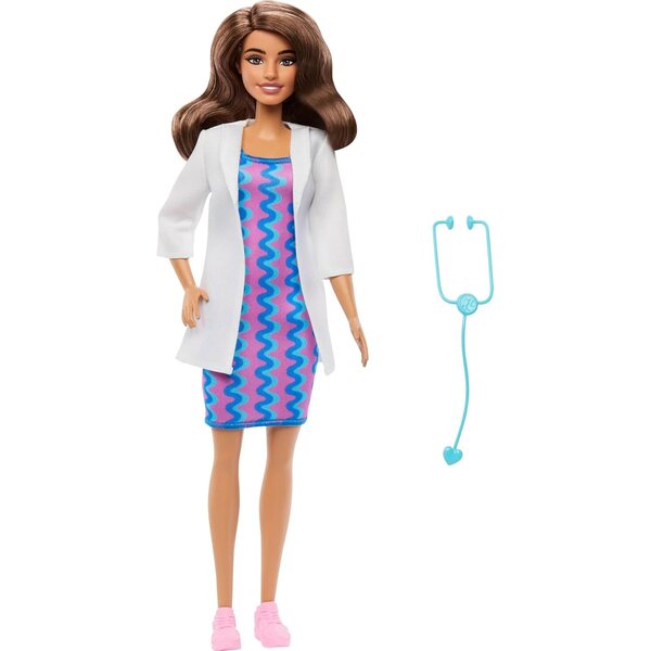 Barbie-Ärztin mit abnehmbarem Kleid und Zubehör für Rollenspiele