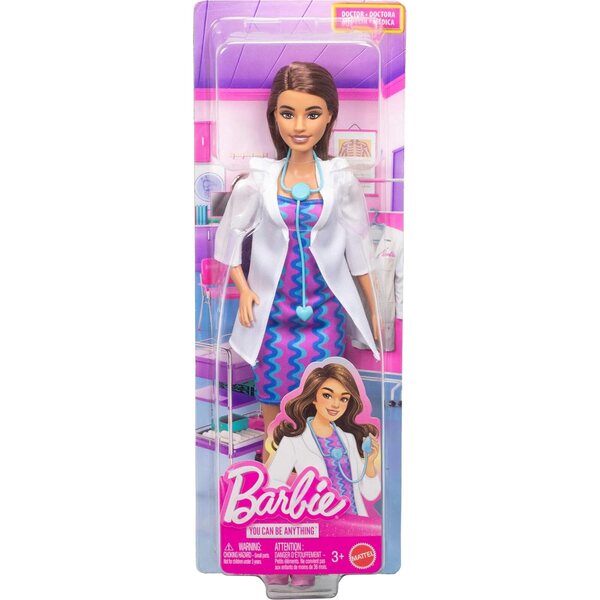Barbie-Ärztin mit abnehmbarem Kleid und Zubehör für Rollenspiele