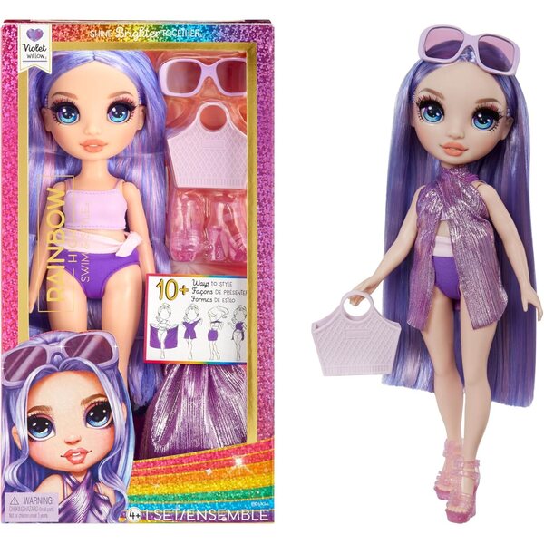 Rainbow High Swim & Style Violet - 28 см кукла с ярко лилаво парео и аксесоари