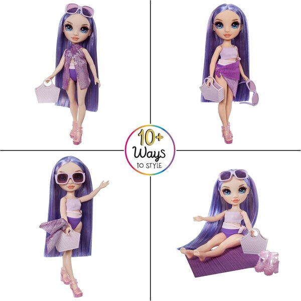 Rainbow High Swim & Style Violet - 28 см кукла с ярко лилаво парео и аксесоари