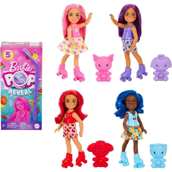 Barbie Pop Reveal Fruit Series mit 5 duftenden Überraschungen und sensorischem Spielzeug