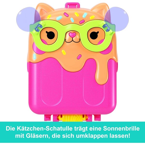 Polly Pocket Eiskätzchen-Schatulle mit Minipuppe und Zubehör für Kinder