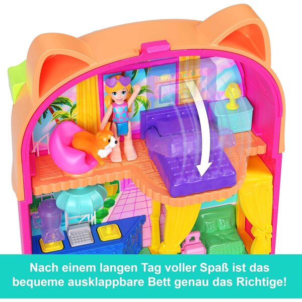 Polly Pocket Eiskätzchen-Schatulle mit Minipuppe und Zubehör für Kinder