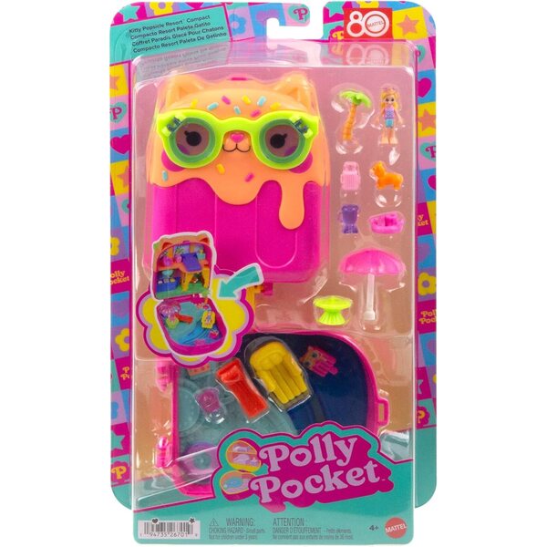 Polly Pocket Eiskätzchen-Schatulle mit Minipuppe und Zubehör für Kinder