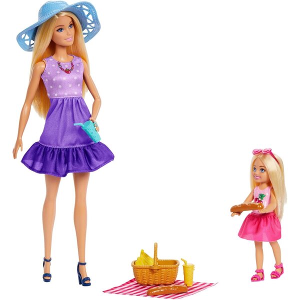 Barbie Family & Friends Set mit Puppen und Picknick-Zubehör, Mode und Spaß