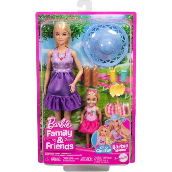 Barbie Family & Friends Set mit Puppen und Picknick-Zubehör, Mode und Spaß