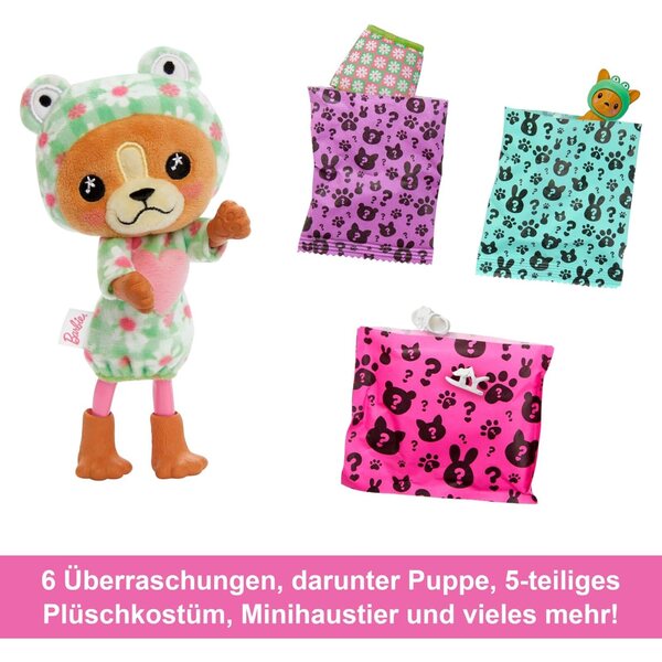 Barbie Cutie enthüllt Chelsea mit 6 Überraschungen, Mini-Plüschtieren und farbenfrohen Outfits für Kinder ab 3 Jahren