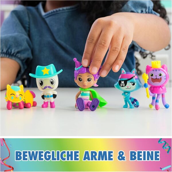DREAMWORKS GABBY'S DOLLHOUSE – Partyfiguren-Set mit 6 Katzen in festlicher Kleidung ab 3 Jahren