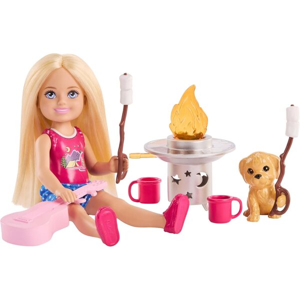 Barbie Chelsea Avventura nella Natura con Accessori Camping e Cane - Set da Gioco