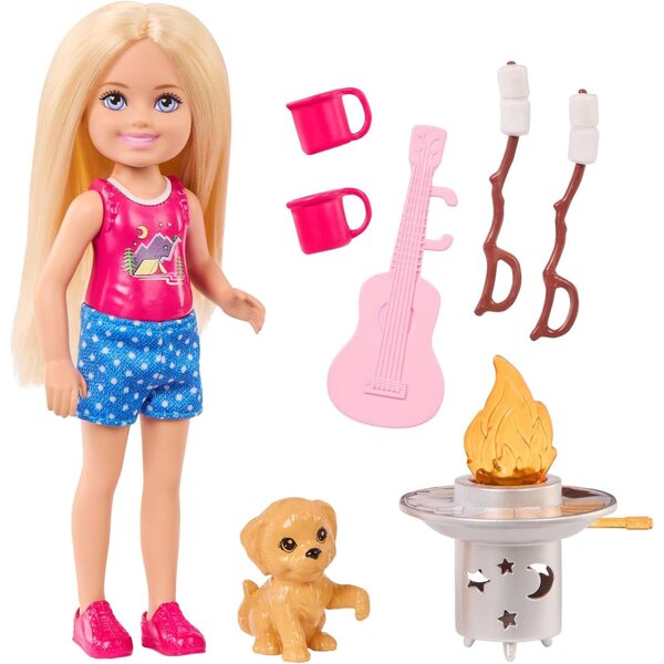 Barbie Chelsea Avventura nella Natura con Accessori Camping e Cane - Set da Gioco
