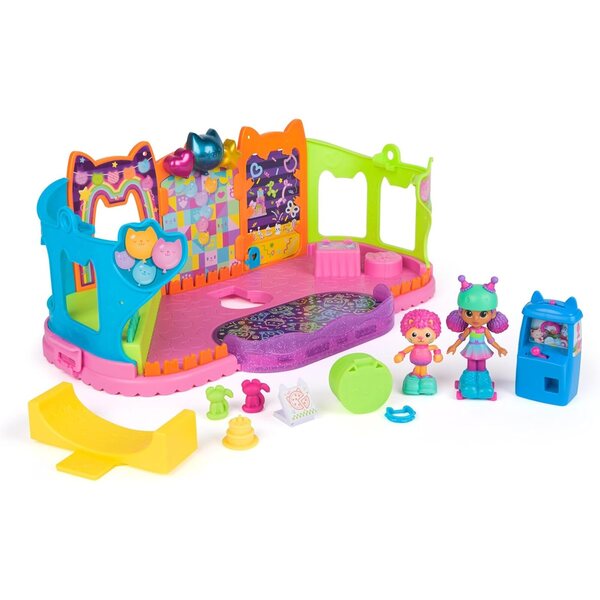 DREAMWORKS GABBY'S DOLLHOUSE Partyraum-Spielset mit Skatepark und Figur