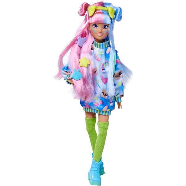 Simba Kawaii Hi Mia Puppe 26 cm con capelli lunghi, cane e accessori per bambini