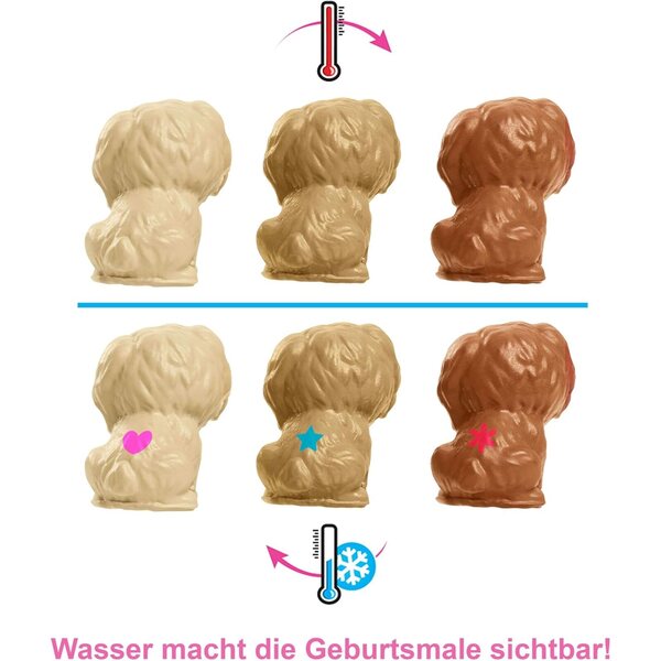 Barbie Newborn Pups Spielset mit 3 Welpen und Zubehör für Kinder ab 3 Jahren