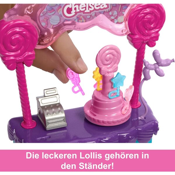 Barbie Chelsea Lolli-Stand-Spiel 10 Teile mit Originalpuppe und Zubehör