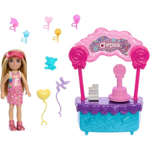 Barbie Chelsea Lolli-Stand-Spiel 10 Teile mit Originalpuppe und Zubehör
