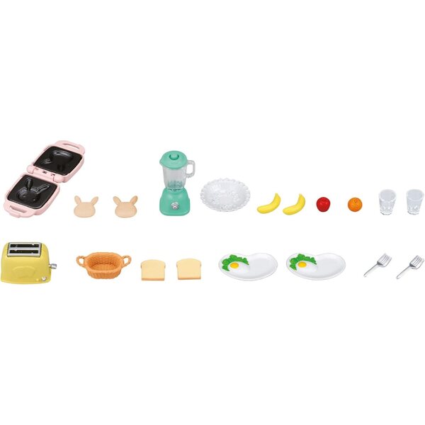 Sylvanian Families Frühstücksset mit Toaster und Küchenzubehör für Kinder