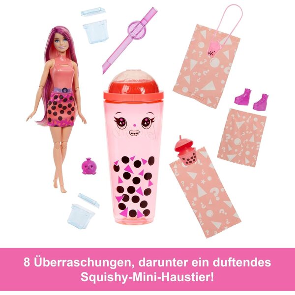 Barbie Pop Reveal Bubble Tea: Pupa Mango Mochi mit 8 Überraschungen, Accessoires und Parfüm