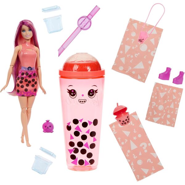 Barbie Pop Reveal Bubble Tea: Pupa Mango Mochi mit 8 Überraschungen, Accessoires und Parfüm