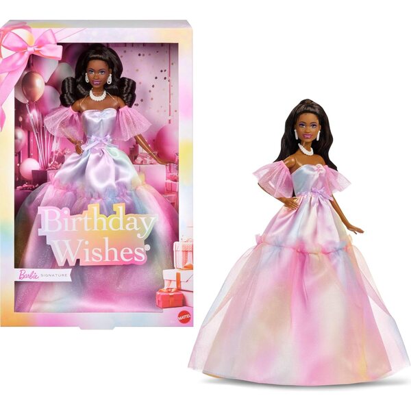 Barbie-Geburtstagswünsche mit Pastellkleid und anpassbarer Geschenkbox