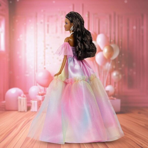 Barbie-Geburtstagswünsche mit Pastellkleid und anpassbarer Geschenkbox