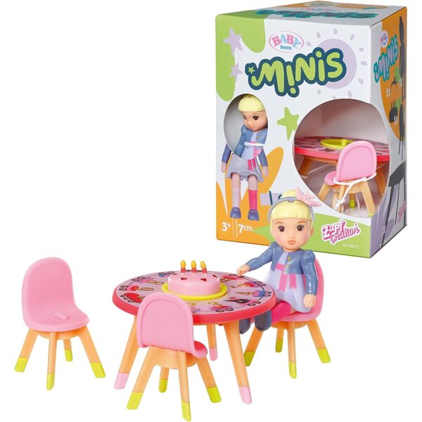 BABY born Minis Spielset Happy Birthday mit Pupa Lea und rosa Geburtstagstisch