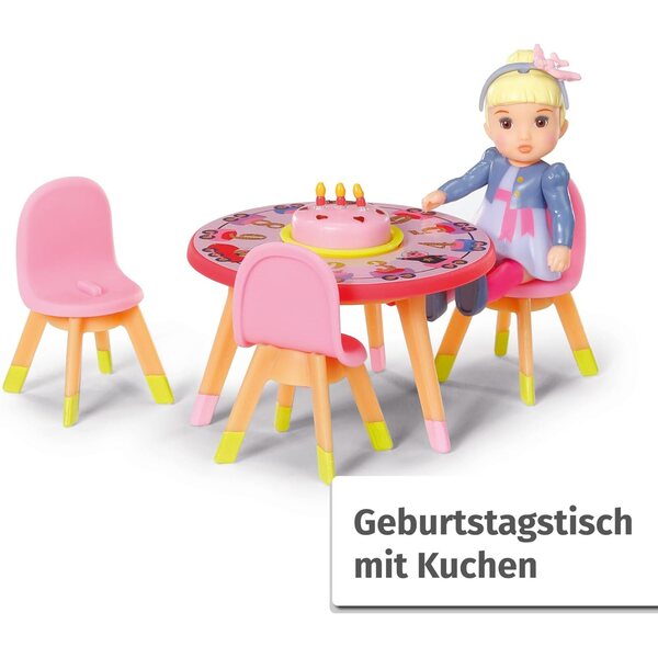 BABY born Minis Spielset Happy Birthday mit Pupa Lea und rosa Geburtstagstisch