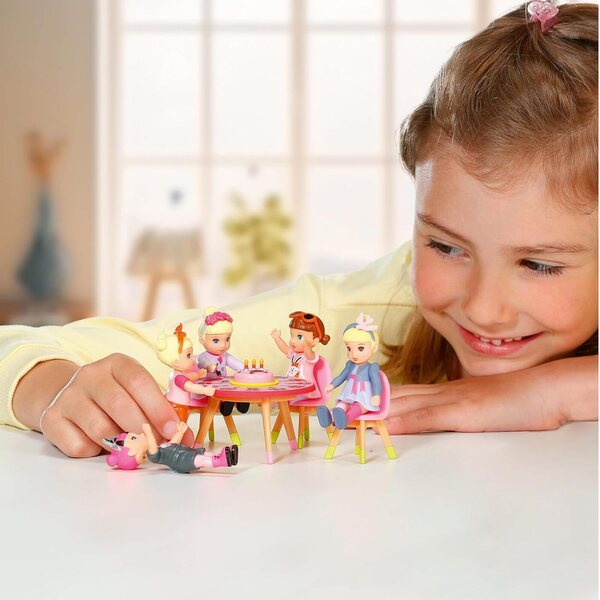 BABY born Minis Spielset Happy Birthday mit Pupa Lea und rosa Geburtstagstisch