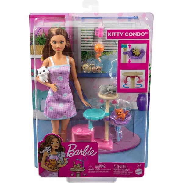 Barbie Kitty Condo Set con 5 Gattini e Accessori per Bambini da 3 Anni