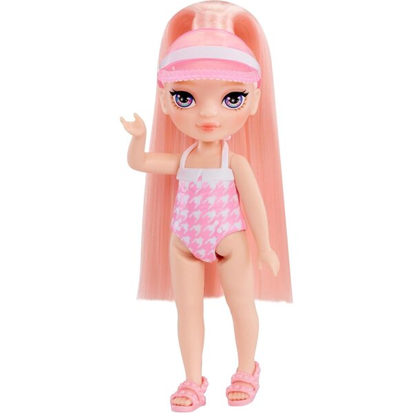 Rainbow High Littles Pool Day mit Blush – Puppe 14 cm, Pool mit Regenbogenrutsche und Zubehör