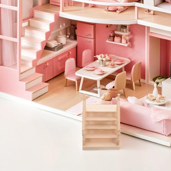 Miniatur-Holzleiter für Puppenhaus und kreatives Fotozubehör