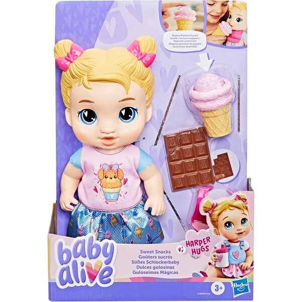 Baby Alive Harper Hugs Poupée mit Snack- und Lätzchenspiel, 28 cm, für Kinder ab 3 Jahren