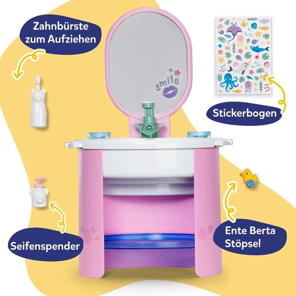 BABY born Waschbecken con acqua reale e accessori per bambole 36-43 cm