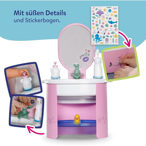 BABY born Waschbecken con acqua reale e accessori per bambole 36-43 cm