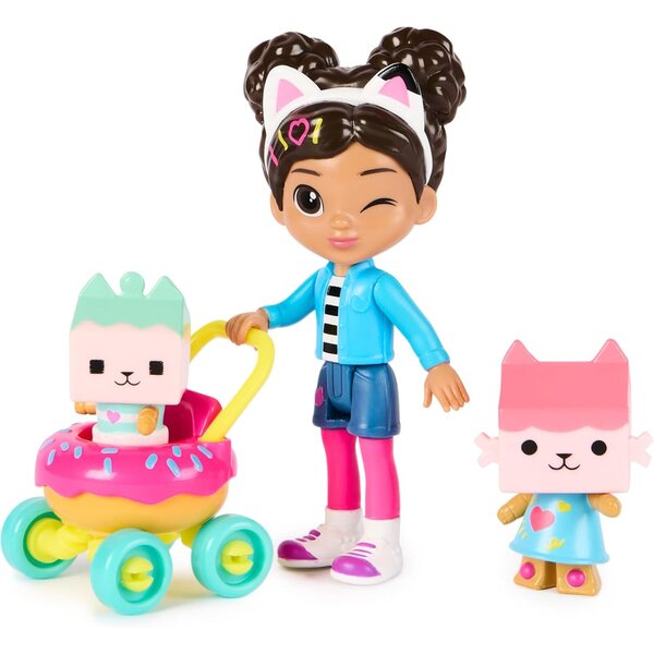 DreamWorks Gabby's Dollhouse Kitty Care Set mit Gabby, 2 Katzen und Kindergarten für Kinder ab 3 Jahren