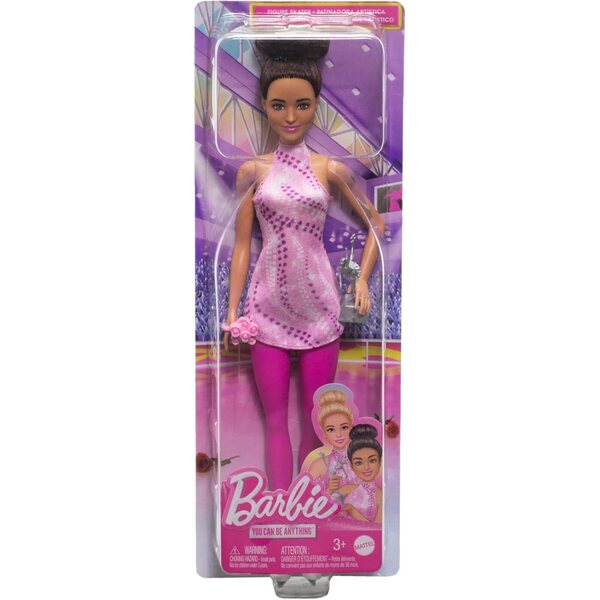 Barbie-Eiskunstläuferin mit rosa Kinderkleidung, Trophäe und Accessoires
