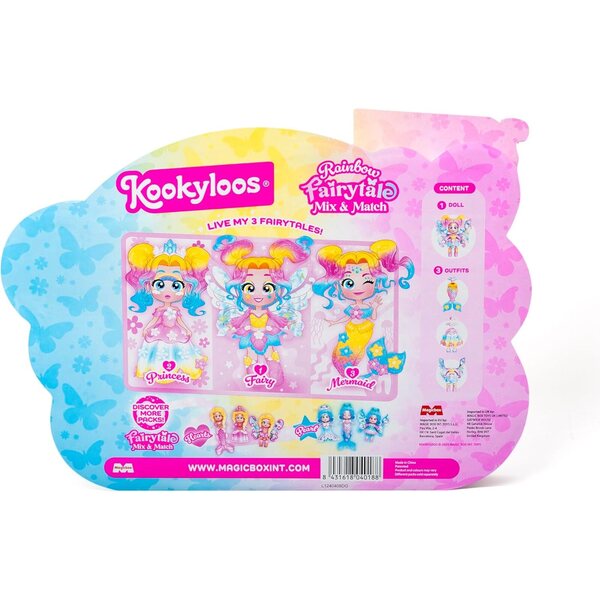 KOOKYLOOS Fairytale Mix & Match Rainbow: 3-in-1-Puppe mit magischen Kostümen und Glitzer