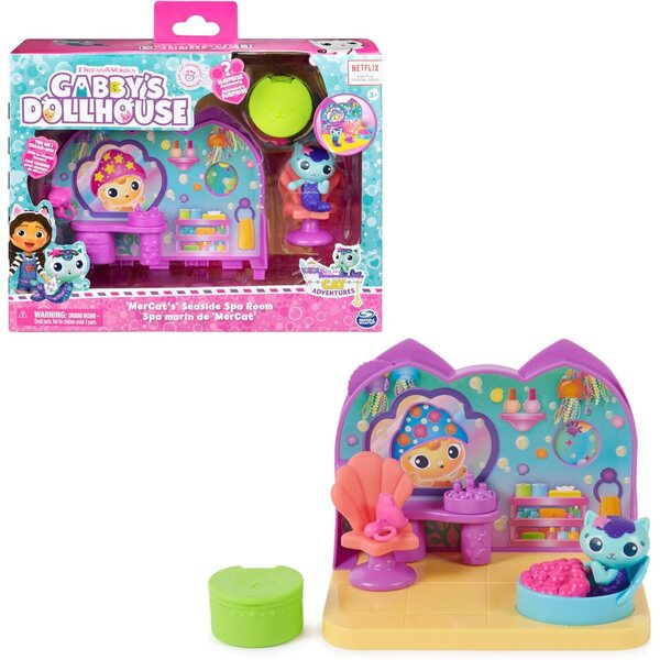 DREAMWORKS GABBY'S DOLLHOUSE Deluxe Wellness-Zimmer mit Meereskätzchen und Zubehör