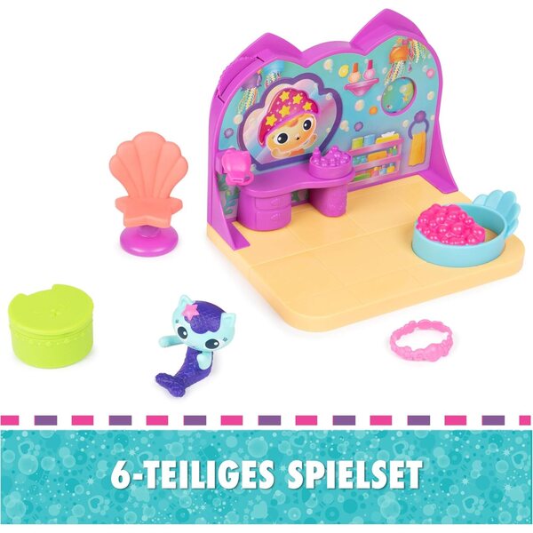 DREAMWORKS GABBY'S DOLLHOUSE Deluxe Wellness-Zimmer mit Meereskätzchen und Zubehör