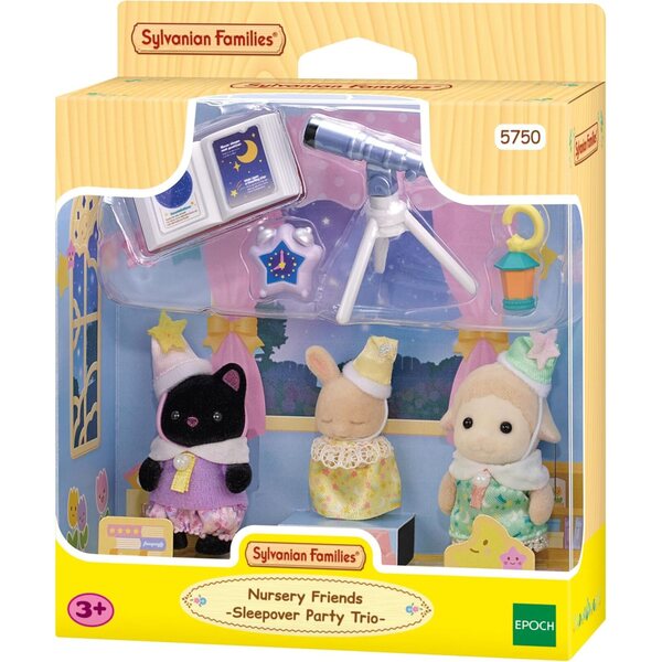 Sylvanian Families Adventure Kindergarten Friends „Sleepover Party“ – Set mit 3 Charakteren und Zubehör