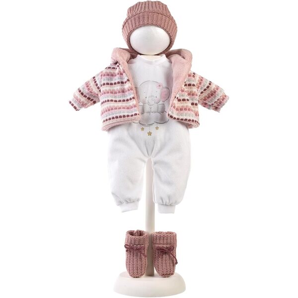 LloRens Kleiderset per Bambole 40-42 cm con Elefante e Giacca Rosa Invernale