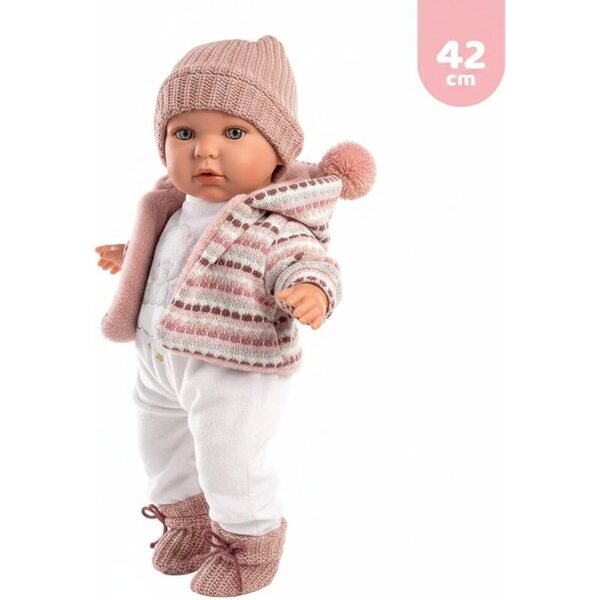 LloRens Kleiderset per Bambole 40-42 cm con Elefante e Giacca Rosa Invernale