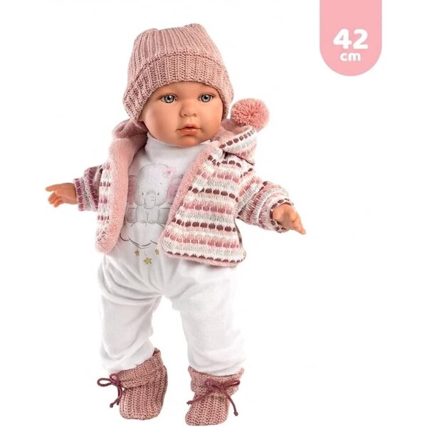 LloRens Kleiderset per Bambole 40-42 cm con Elefante e Giacca Rosa Invernale