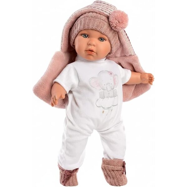 LloRens Kleiderset per Bambole 40-42 cm con Elefante e Giacca Rosa Invernale